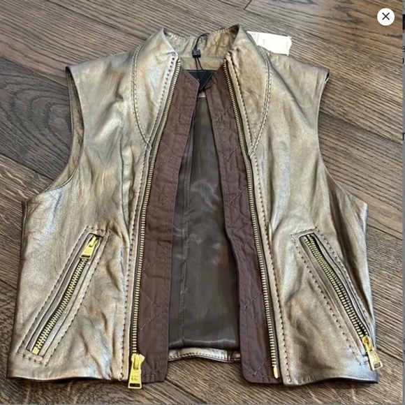 NWT BCBGMaxAzria Copper Moto Leather Vest Jacket - Picture 10 of 10